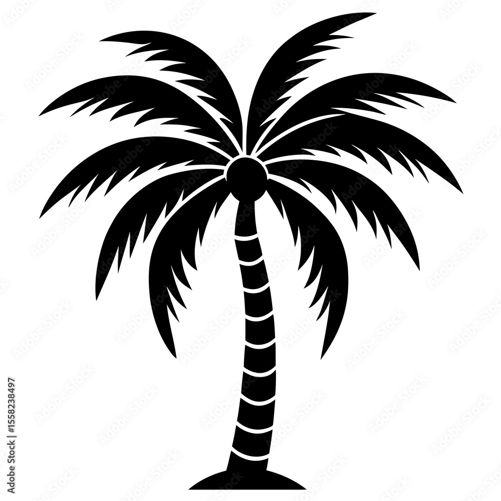Fototapeta premium Palm Tree Icon | Generative AI Vector & Linocut Silhouette Design