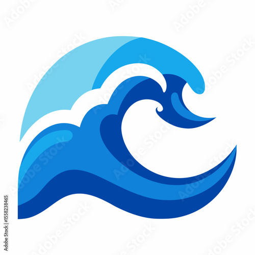 Ocean Waves Icon Vector | Generative AI & Linocut Silhouette Design for Microstock