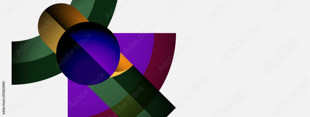 Abstract composition features overlapping circles, segments. Colors include purple, green, gold, black. Minimalist design, modern aesthetic. Abstract composition features overlapping circles, segments. Colors include purple, green, gold, black. Minimalist design, modern aesthetic.