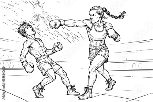Female Boxer Dominates the Ring – Epic Knockout Punch in Action Scene