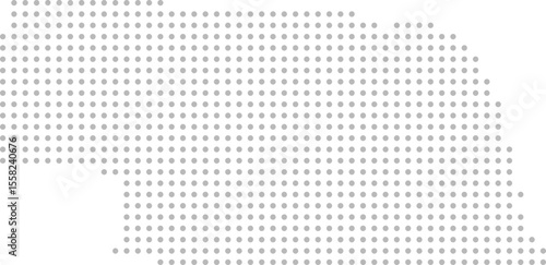 Nebraska, United States – circle dot grid vector map (Albers equal area conic projection, PPT-compatible & fully editable)