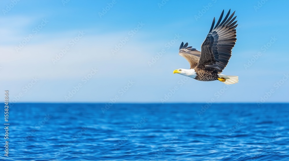 Fototapeta premium Bald eagles flying over sea