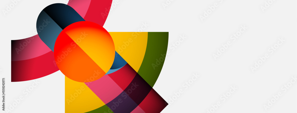 Abstract composition features vibrant overlapping shapes. Colors blend, creating dynamic visual interest. Modern design, simple background. Abstract composition features vibrant overlapping shapes. Colors blend, creating dynamic visual interest. Modern design, simple background.
