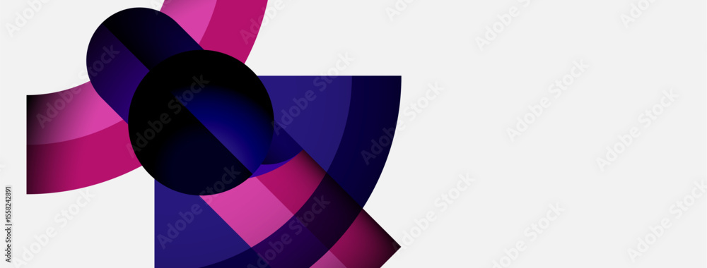 Abstract shapes overlap, creating dynamic composition. Purple, pink hues dominate white background. Modern design elements present. Abstract shapes overlap, creating dynamic composition. Purple, pink hues dominate white background. Modern design elements present.