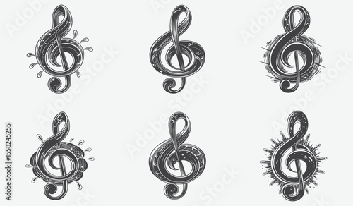 Elegant Treble Clef Silhouette of Musical Symbol for Modern and Classic Music Themed Art and Creative Design