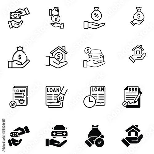 Loan icon, home loan, car loan. money transfer, finance icon.