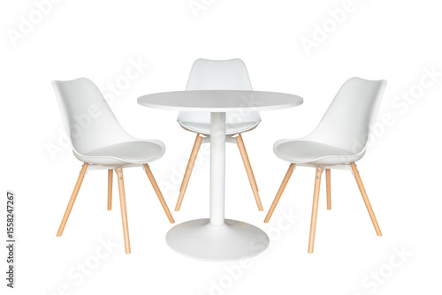 white table and chairs isolated on white background