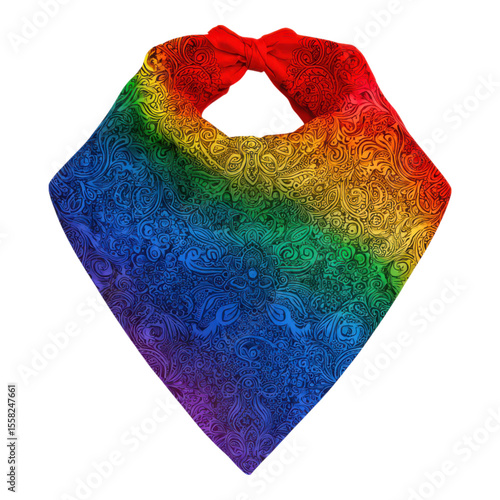 Vibrant Rainbow Bandana with Intricate Pattern Design for Fashion and Accessories