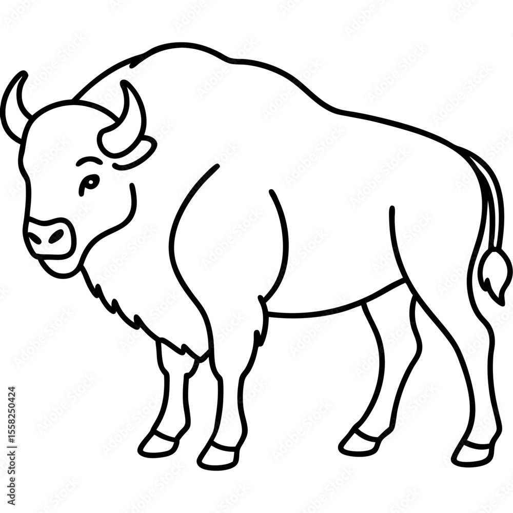 Fototapeta premium North American Bison Line Drawing
