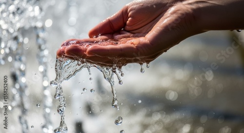 Wallpaper Mural Hand cupping water pouring through fingers in sunlight close up Torontodigital.ca
