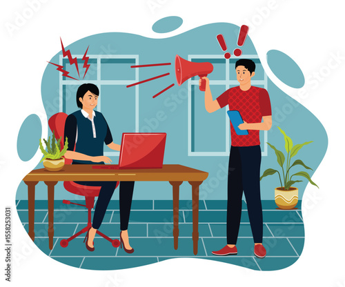 Work pressure concept. Stressed employees in the Office Environment.