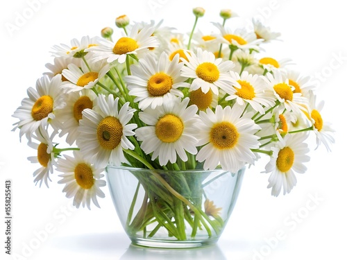 bouquet of daisies in vase. Generative AI.