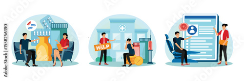 Drug monitoring concept. Drug rehab center and Medicine. Psychologist service.