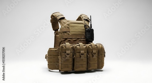 Wallpaper Mural Tactical Military Backpack with Pouch in Tan Color on White Background Torontodigital.ca