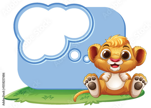 Cute Lion Cub with Speech Bubble