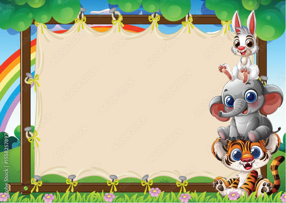 Fototapeta premium Cute Animal Friends in Nature Scene