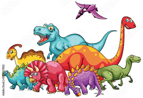 Colorful Dinosaur Vector Illustration for Educational Use