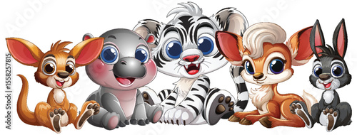Adorable Cartoon Animal Friends Gathering