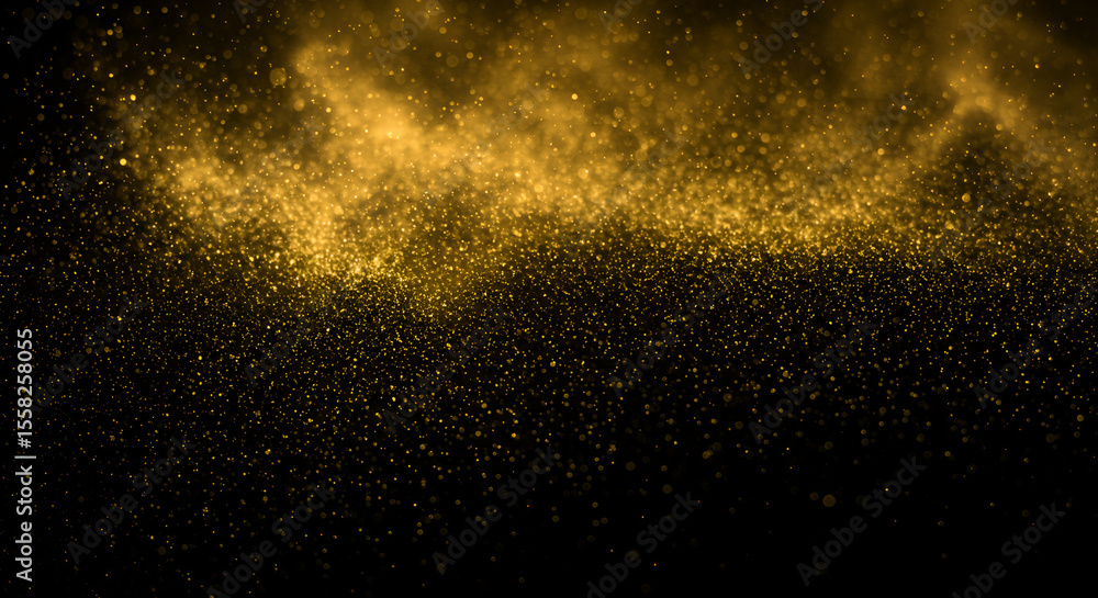 Golden particles suspended in a dark background Golden particles suspended in a dark background