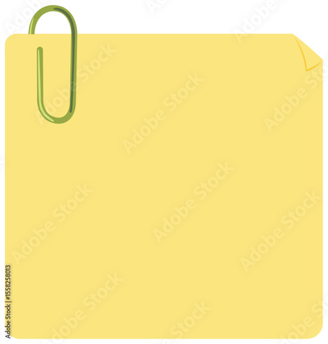 Yellow Sticky Note with Paperclip