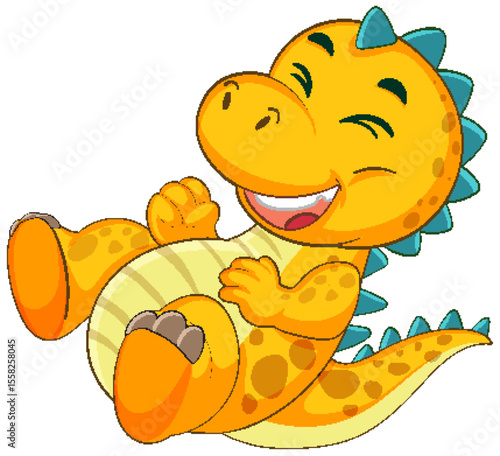 Playful Cartoon Dinosaur with Cheerful Expression