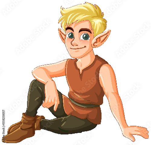 Charming Elf Sitting in Relaxed Pose