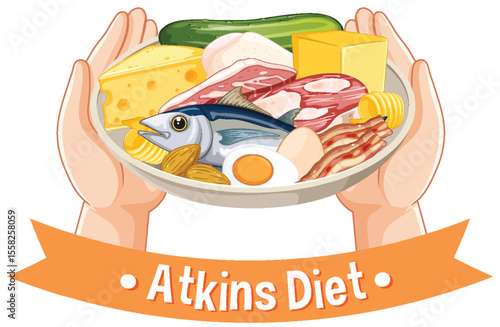 Illustration of Atkins Diet Food Plate