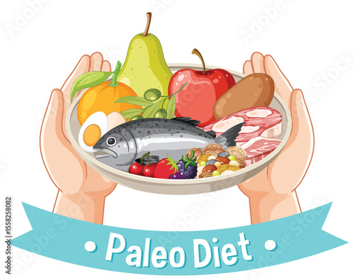 Colorful Paleo Diet Food Illustration
