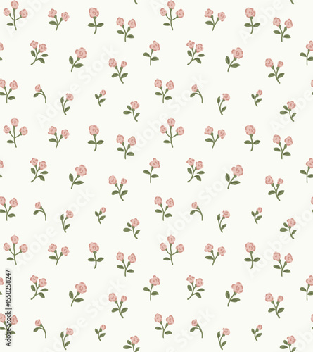 illustration pink vintage tiny floral pattern