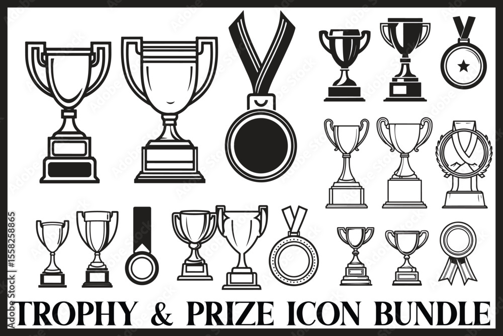 Trophy Cup and Medal Icon Set Trophy Cup and Medal Icon Set