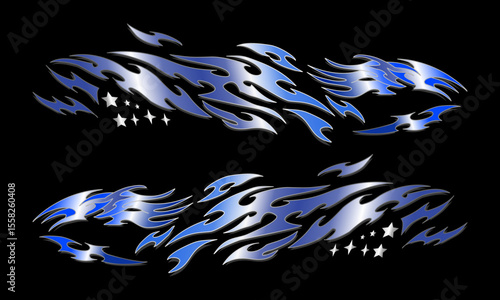 Classic racing drift car livery design set, JDM car tribal livery design set 