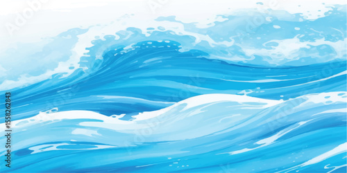 soft blue watercolor ocean wave abstract texture background graphic element. Soft pastel blue watercolor ocean wave background with abstract flowing texture