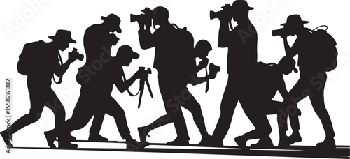 Paparazzi Silhouette Clipart Photographers And Cameramen Vector Collection
