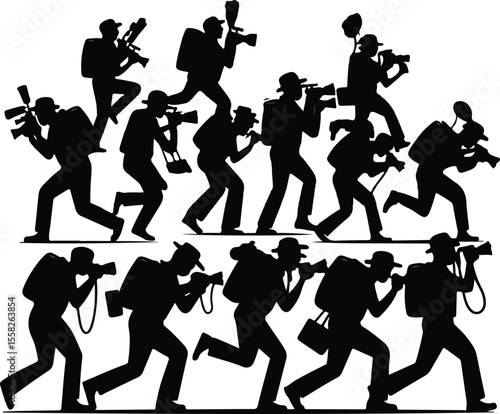 Paparazzi Silhouette Clipart Photographers And Cameramen Vector Collection
