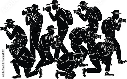 Paparazzi Silhouette Clipart Photographers And Cameramen Vector Collection
