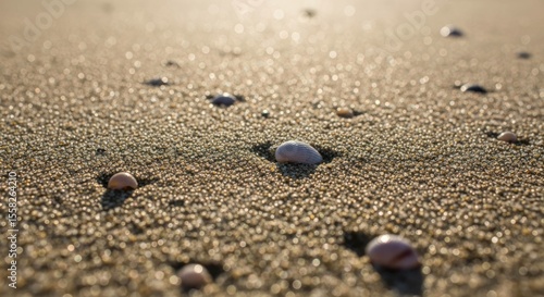 Wallpaper Mural Sandy beach with tiny seashells during warm day Torontodigital.ca