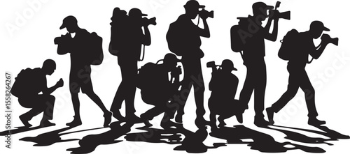 Paparazzi Silhouette Clipart Photographers And Cameramen Vector Collection
