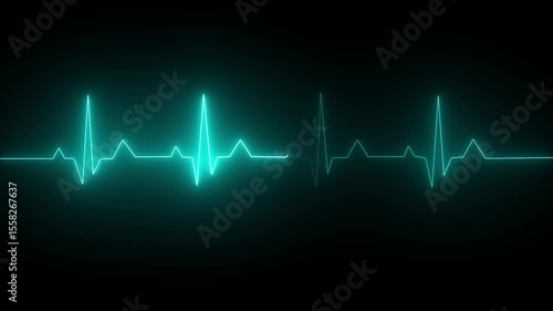 Teal Neon ECG Pulse Line Animation – Representing Heartbeat, Vital Signs, and Medical Monitoring in a Modern Minimal.video animation .