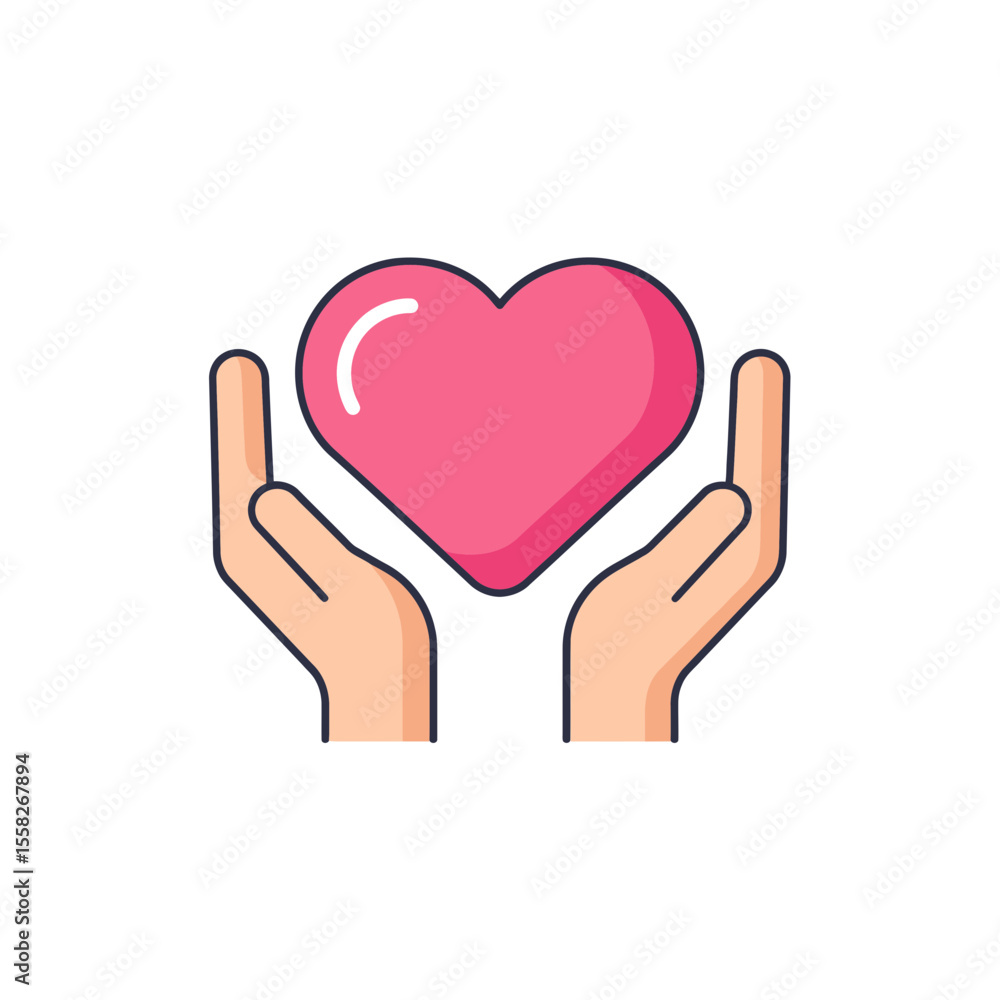 Compassionate human hands tenderly supporting a glowing pink heart symbolizing vital concepts of love health support care protection donation charity sharing and giving Compassionate human hands tenderly supporting a glowing pink heart symbolizing vital concepts of love health support care protection donation charity sharing and giving