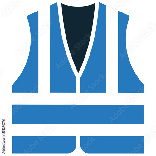 Safety vest icon vector, symbolizing worker visibility and on-site protection. Ideal for construction safety, high-visibility gear, industrial regulations, and workplace security.