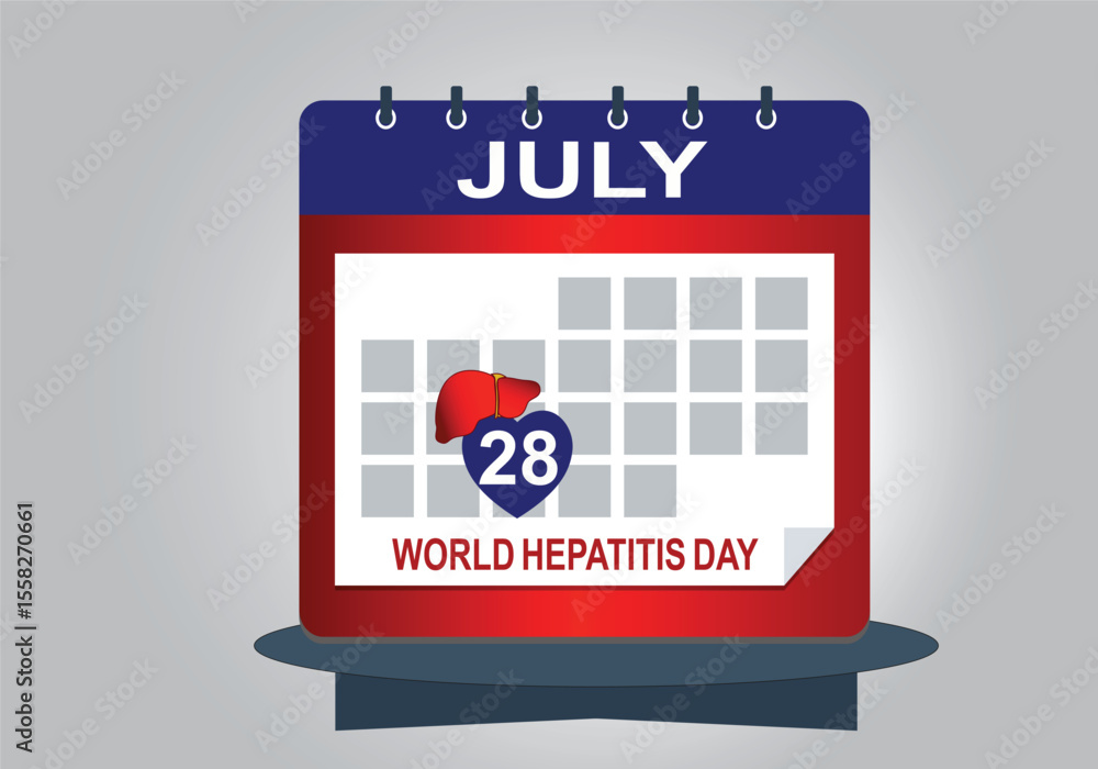 Fototapeta premium World Hepatitis Day horizontal three dimensional vector illustration poster design. Health care human diagnosis disease treatment graphic.