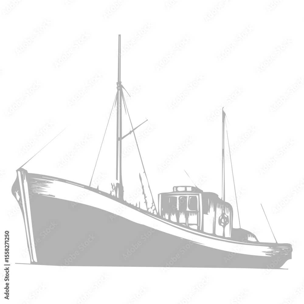 Obraz premium Fishing Boat Icon shadow