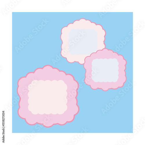 Cotton Candy Frame Set with Pastel Cloud and Fluffy Borders