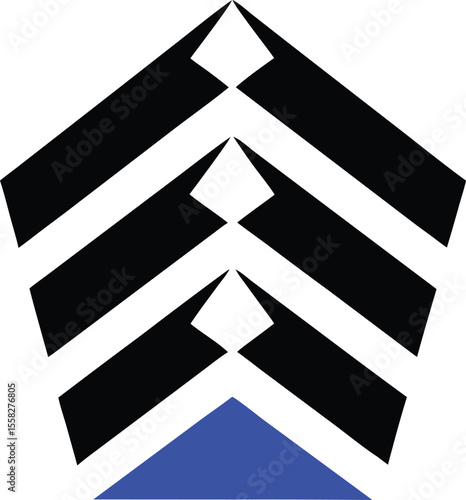 Black Blue Military Rank Sergeant Chevron Insignia Symbol Illustration