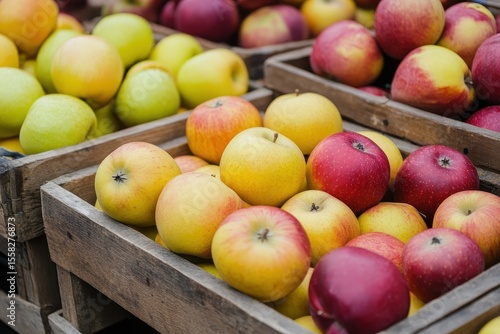 Diverse Apple Selection: A Showcase of Autumn Harvest Varieties at an English Fair