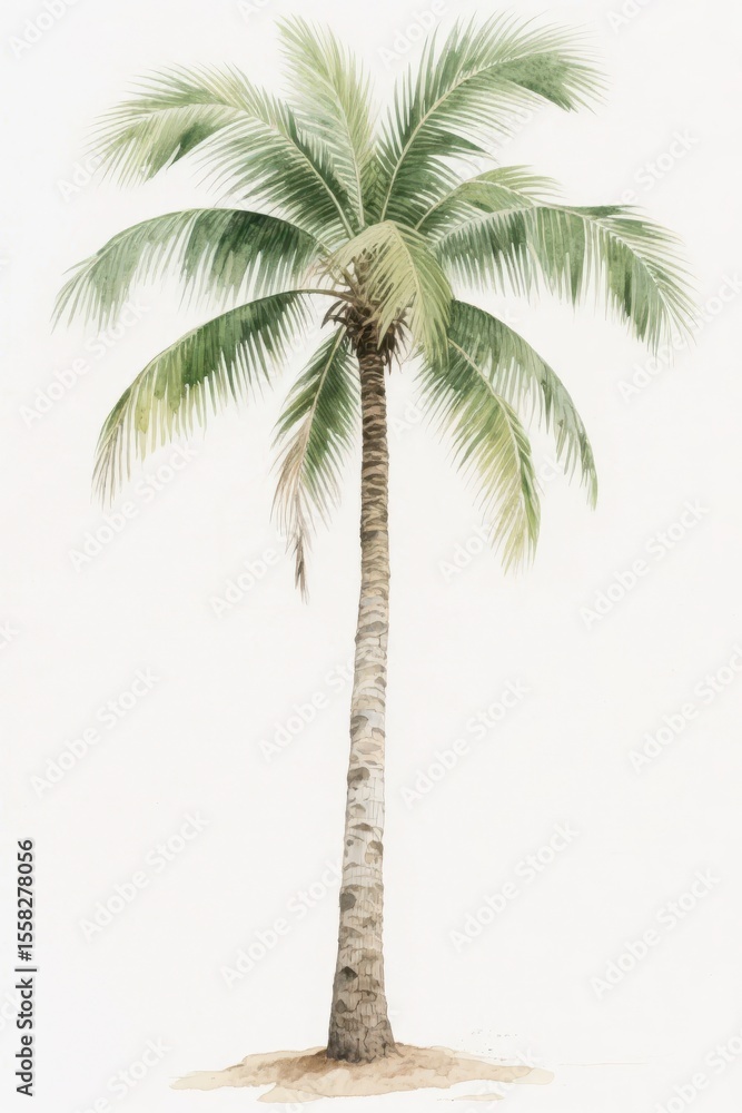 Obraz premium Watercolor Illustration of a Majestic Palm Tree