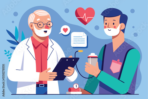 Senior patient consulting with cardiology doctor in an engaging health checkup setting focused on cardiovascular care and patient education