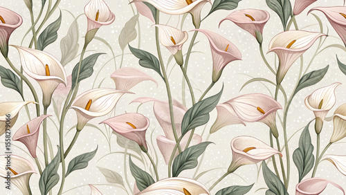 Calla Lily Flower Pattern Seamless Floral Fabric Pattern