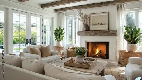 Cozy Living Room Fireplace Interior Design.