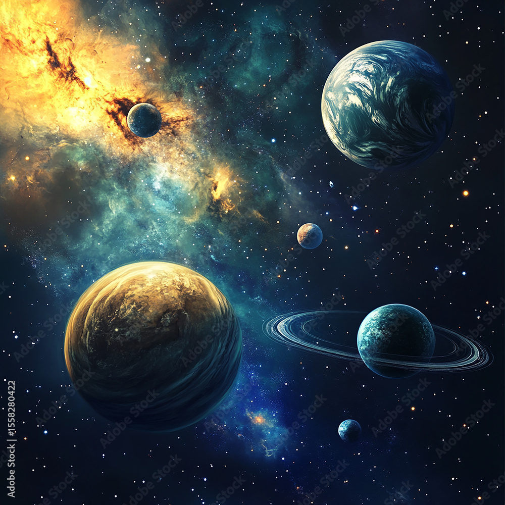 Naklejka premium A view of a planet in a distant galaxy made with generating AI
